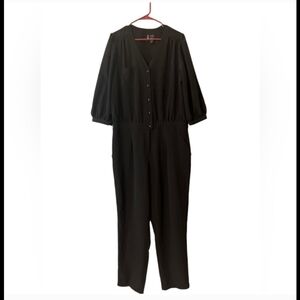 Womens Brand New Bisou Bisou Black Button-Up Jumpsuit Sz XL